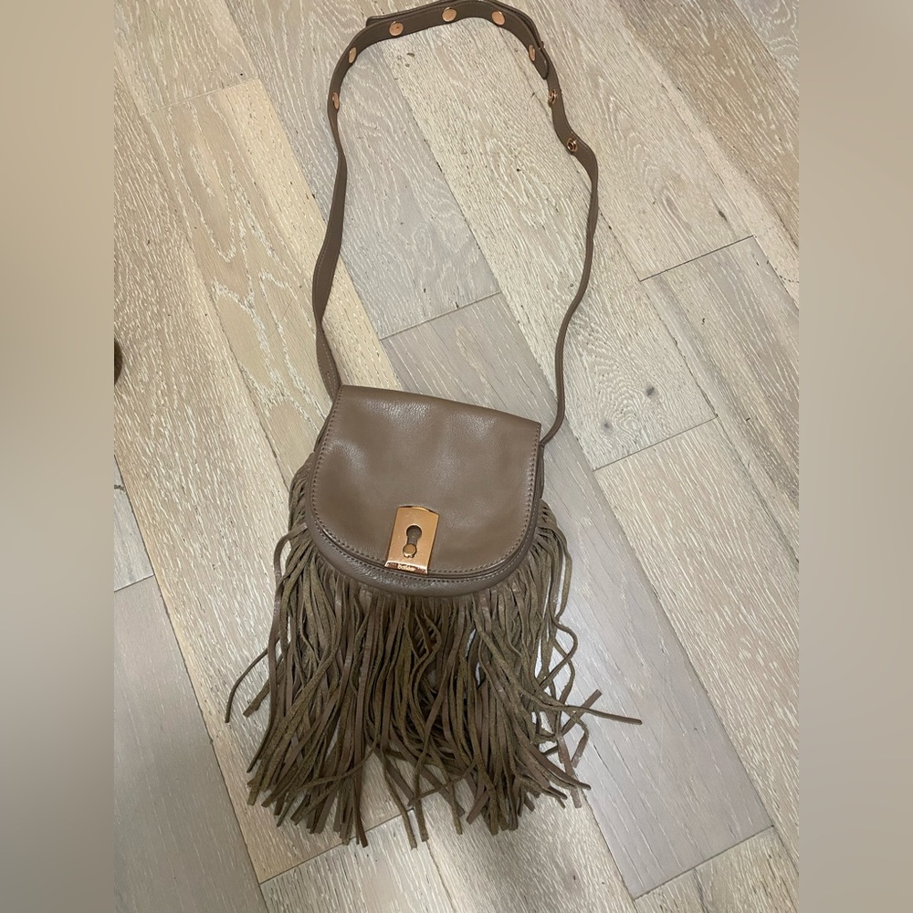 Botkier Beige Fringe Adjustable Crossbody Bag